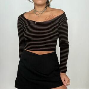Grunge striped top ribbed black